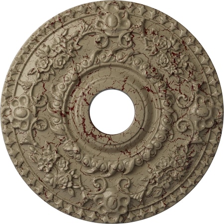 Ekena Millwork Rose Ceiling Medallion (Fits Canopies up to 7 1/4"), 18"OD x 3 1/2"ID x 1 1/2"P, Gobi Desert Crackle CM18ROGDC